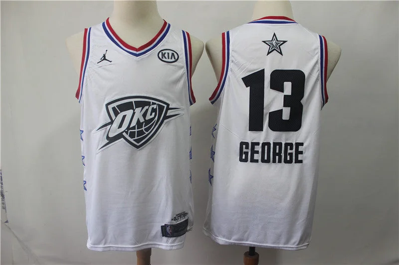 Basketball Jersey for Game-Day Fan Gear-Thunder 13 Paul George White 2019 All-Star Game Jordan Brand Swingman Basketball Jersey