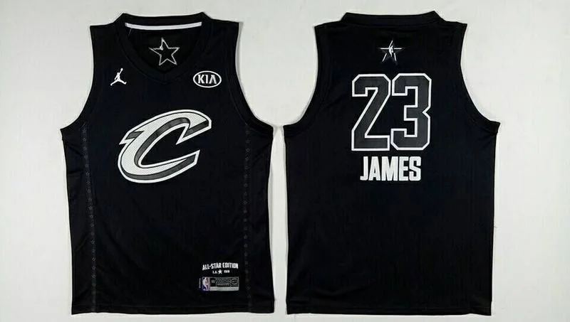 Basketball Jersey for Breathable Sports Fabric-Cavaliers 23 Lebron James Black 2018 All-Star Game Jordan Brand Authentic Basketball Jersey