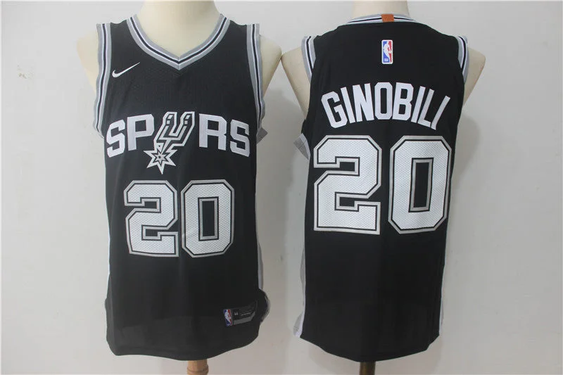 Basketball Jersey for Lightweight Custom Designs-Spurs 20 Manu Ginobili Black Authentic Basketball Jersey