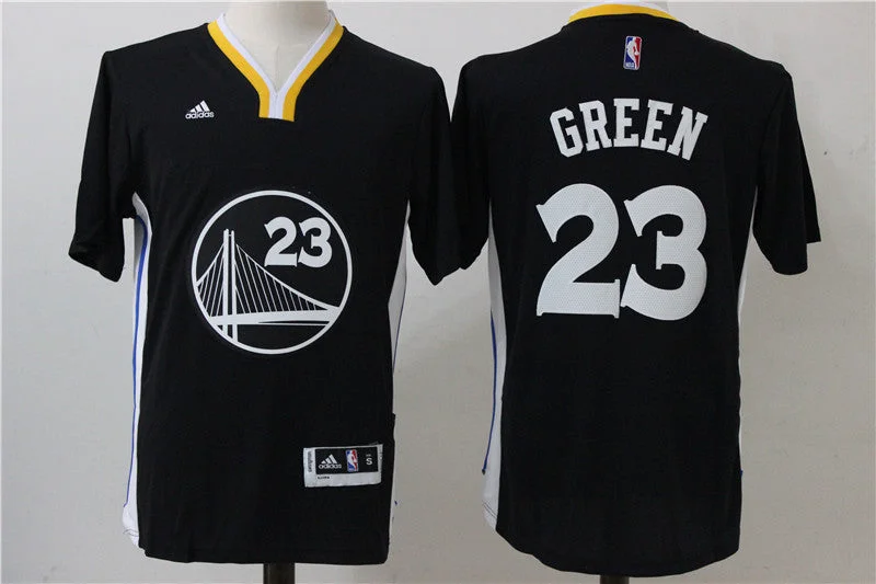 Basketball Jersey for Full-Court Game Wear-Warriors 23 Draymond Green Black Short Sleeve Swingman Basketball Jersey