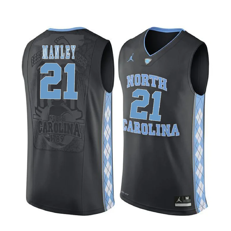 Basketball Jersey for Performance-Ready Game Wear-North Carolina Tar Heels 21 Sterling Manley Black College Basketball Basketball Jersey