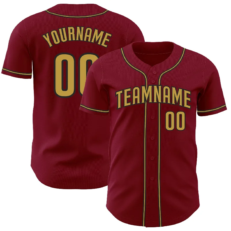 Baseball Jersey for School Baseball Teams-Custom Crimson Old Gold-Black Authentic Baseball Jersey