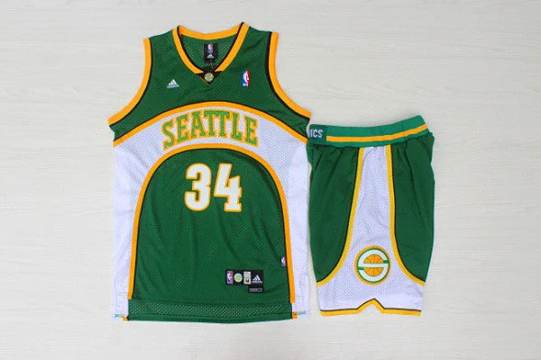 Basketball Jersey for Stylish and Comfortable Game Wear-Supersonics 34 Ray Allen Green Swingman Basketball Jersey(With Shorts)