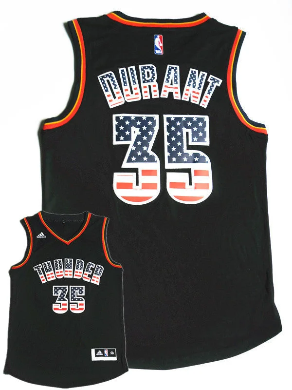 Basketball Jersey for High-Quality Youth Sports Gear-Thunder 35 Durant Black US Flag Fashion Basketball Jerseys