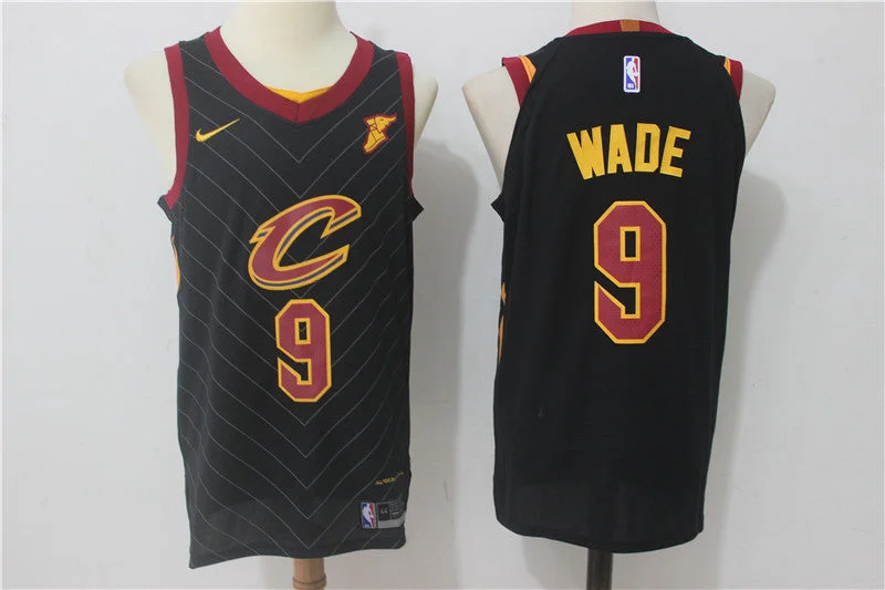 Basketball Jersey for Game-Ready Performance-Cavaliers 9 Dwyane Wade Black Authentic Basketball Jersey