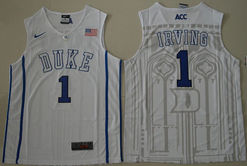 Basketball Jersey for Team Fit and Comfort-Duke Blue Devils 1 Kyrie Irving White College Basketball Jersey