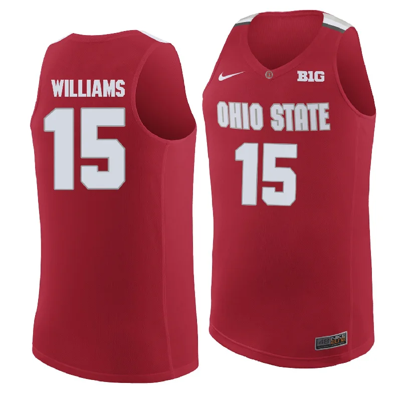 Basketball Jersey for High School Teams-Ohio State Buckeyes 15 Kam Williams Red College Basketball Basketball Jersey