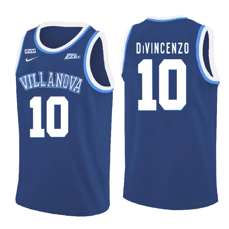 Basketball Jersey for Softball and Basketball Crossover-Villanova 10 Wildcats Donte DiVincenzo Blue College Basketball Basketball Jersey