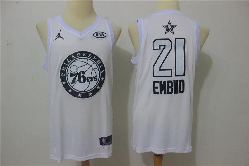 Basketball Jersey for Youth Basketball Teams-76ers 21 Joel Embiid White 2018 All-Star Game Swingman Basketball Jersey