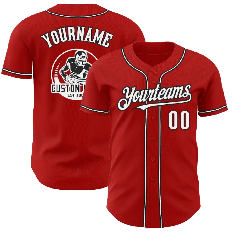 Baseball Jersey for Girls-Custom Red White-Black Authentic Baseball Jersey