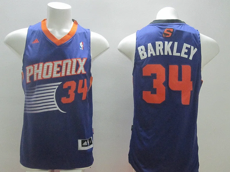 Basketball Jersey for Authentic Game Look-Suns 34 Barkley Purple New Revolution 30 Basketball Jerseys