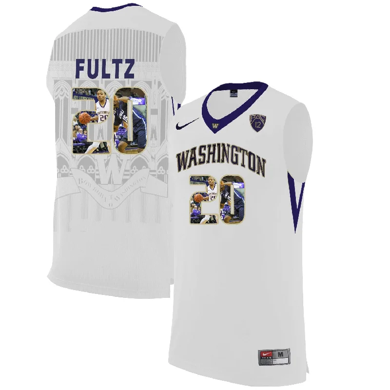 Basketball Jersey for Youth Basketball Apparel-Washington Huskies 20 Markelle Fultz White With Portait College Basketball Basketball Jersey