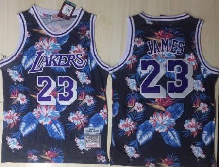 Basketball Jersey for Game Performance and Comfort-Lakers 23 Lebron James Black 1996-97 Hardwood Classics Floral Fashion Swingman Basketball Jersey