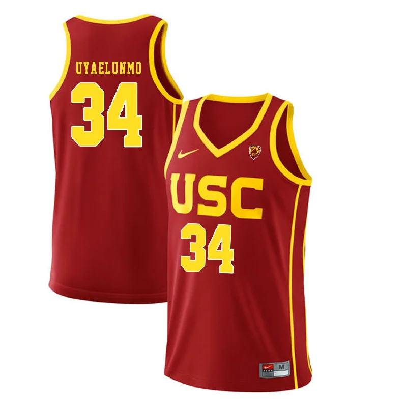 Basketball Jersey for Youth Basketball Apparel-USC Trojans 34 Victor Uyaelunmo Red College Basketball Basketball Jersey