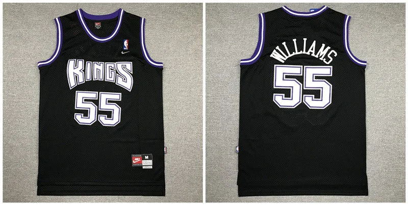 Basketball Jersey for Custom Team Branding-Kings 55 Jason Williams Black Swingman Basketball Jersey