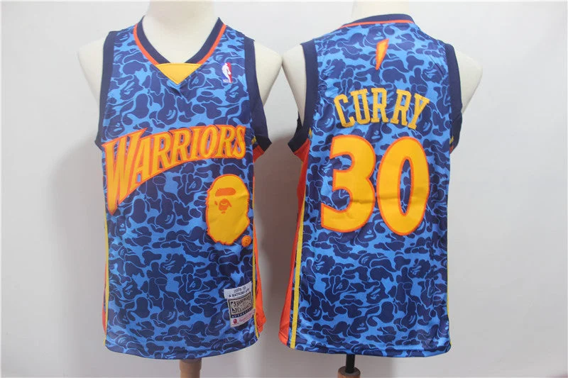 Basketball Jersey for Softball and Basketball Crossover-Warriors 30 Stephen Curry Blue Hardwood Classics Basketball Jersey