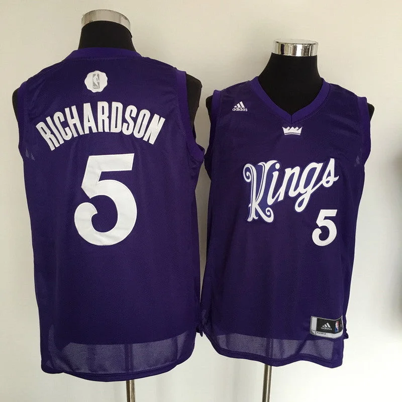 Basketball Jersey for Adjustable Size Options-Kings 5 Malachi Richardson Purple 2016 Christmas Day Swingman Basketball Jersey