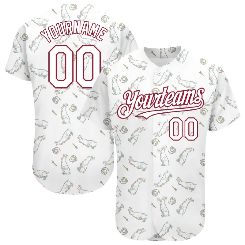 Baseball Jersey for Game Day Fan Gear-Custom White Cardinal 3D Pattern Design Rabbit Authentic Baseball Jersey