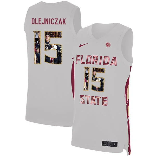 Basketball Jersey for Comfortable and Stretchable Material-Florida State Seminoles 15 Dominik Olejniczak White Basketball College Fashion Basketball Jersey