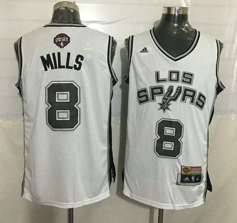 Basketball Jersey for Lightweight Design for Kids-Spurs 8 Patty Mills White 2016 Latin Nights Swingman Basketball Jersey