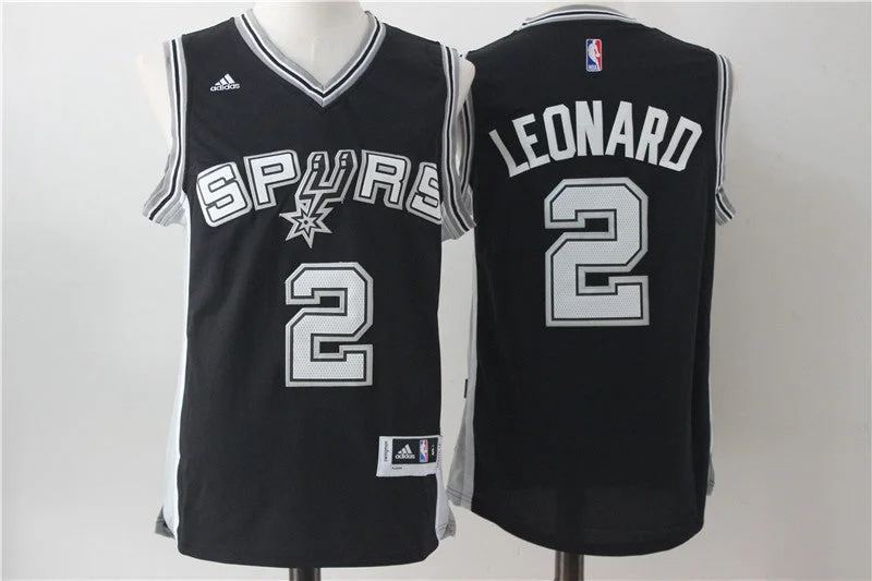 Basketball Jersey for Professional-Level Custom Gear-Spurs 2 Kawhi Leonard Black Swingman Basketball Jersey