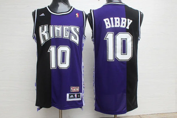 Basketball Jersey for Customizable Athletic Wear-Kings 10 Bibby Purple Hardwood Classics Basketball Jersey