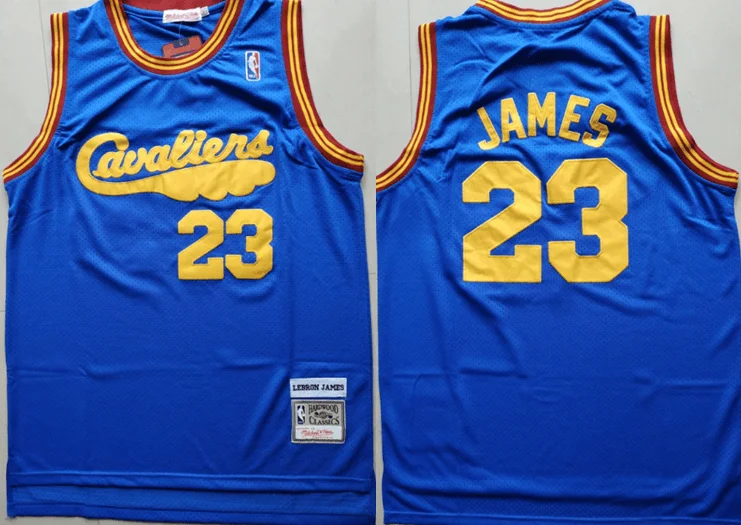 Basketball Jersey for Youth Basketball Teams-Cavaliers 23 Lebron James Blue Hardwood Classics Basketball Jersey