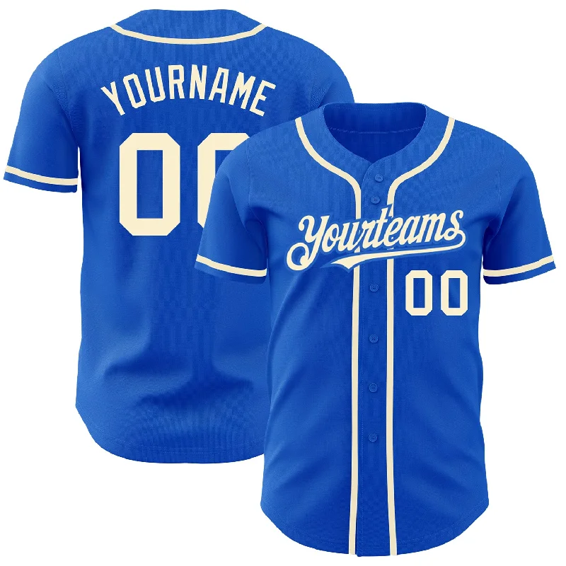 Baseball Jersey for Game Night Apparel-Custom Thunder Blue Cream Authentic Baseball Jersey