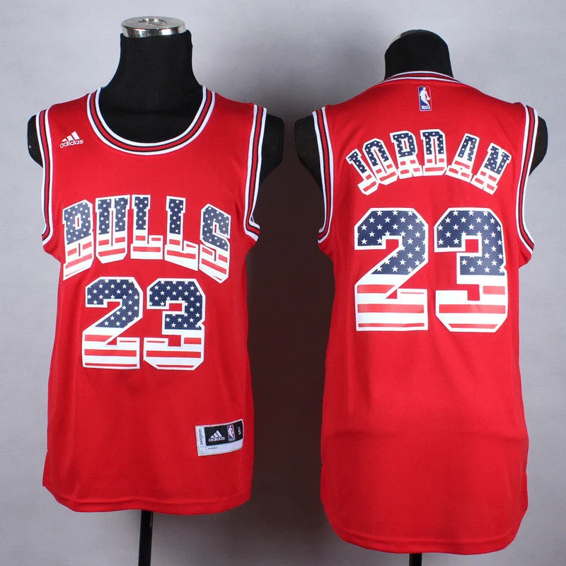 Basketball Jersey for High-Quality Materials for Players-Bulls 23 Jordan Red US Flag Fashion Basketball Jerseys