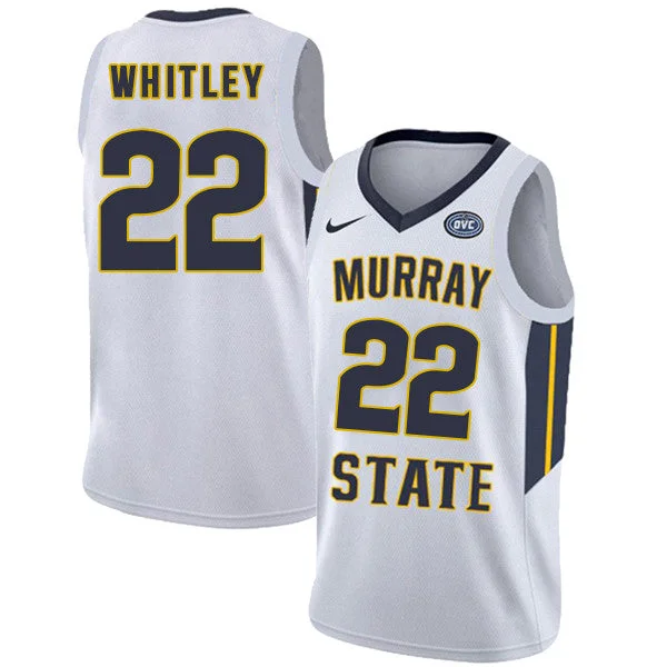 Basketball Jersey for Custom Fan Jerseys-Murray State Racers 22 Brion Whitley White College Basketball Basketball Jersey