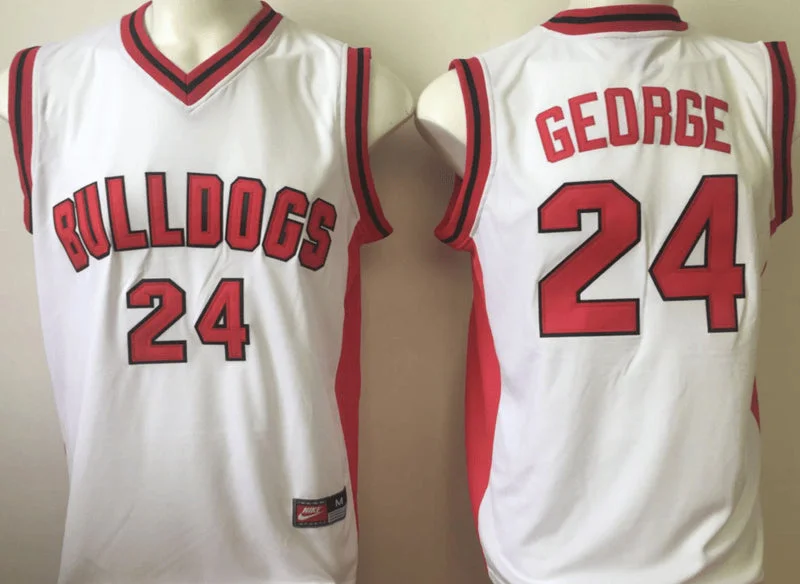 Basketball Jersey for Retro Basketball Look-Fresno State Bulldogs 24 Paul George White College Basketball Basketball Jersey