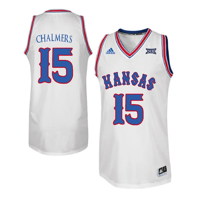 Basketball Jersey for Comfortable All-Day Wear-Kansas Jayhawks 15 Mario Chalmers White Throwback College Basketball Basketball Jersey