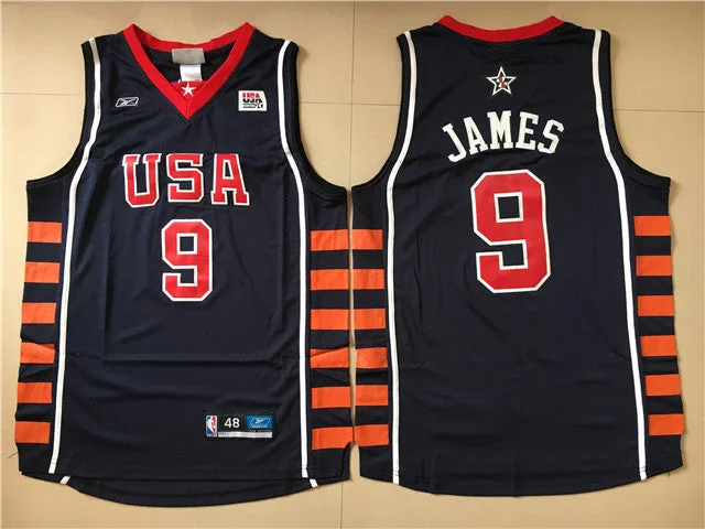 Basketball Jersey for Comfortable Cotton Design-USA 9 Lebron James Navy Dream Team VI Basketball Jersey