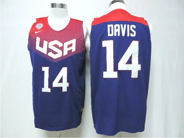 Basketball Jersey for Youth Basketball Apparel-USA 14 Davis Blue 2014 Dream Team Basketball Jerseys