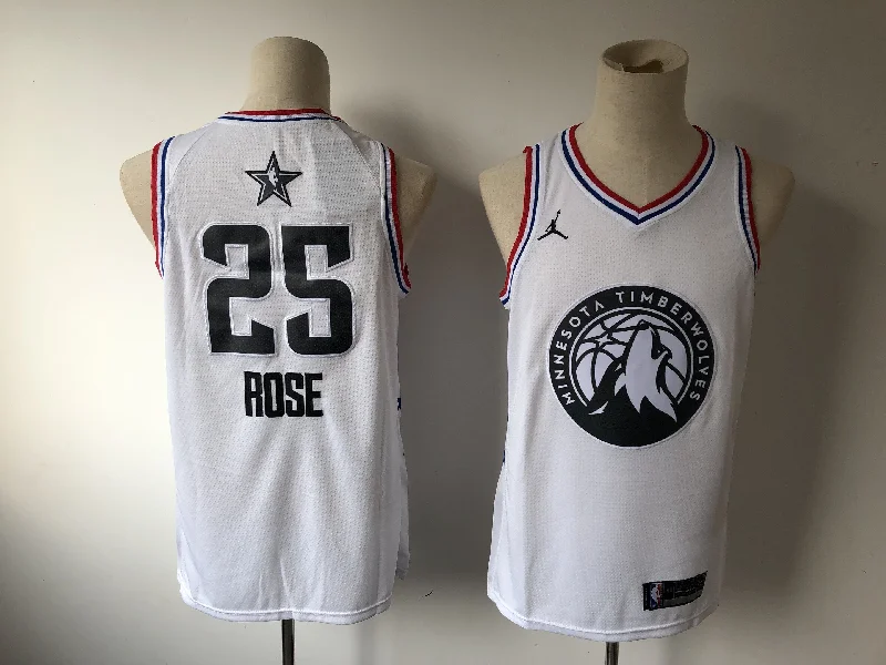 Basketball Jersey for Lightweight Material-Timberwolves 25 Derrick Rose White 2019 All-Star Game Jordan Brand Swingman Basketball Jersey