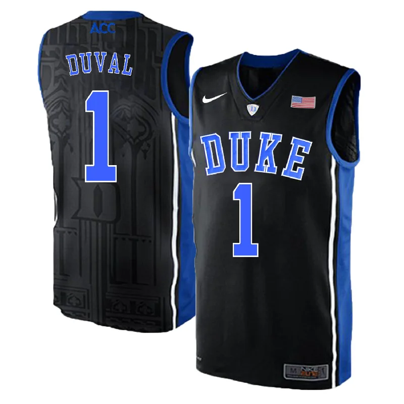 Basketball Jersey for Custom Names and Numbers-Duke Blue Devils 1 Trevon Duval Black Elite College Basketabll Basketball Jersey