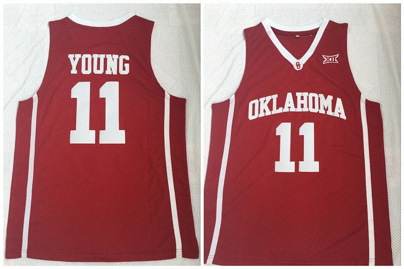 Basketball Jersey for Basketball Fan Apparel-Oklahoma Sooners 11 Trae Young Red College Basketball Basketball Jersey