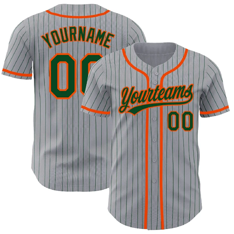 Baseball Jersey for Classic Team Jersey Look-Custom Gray Green Pinstripe Orange Authentic Baseball Jersey