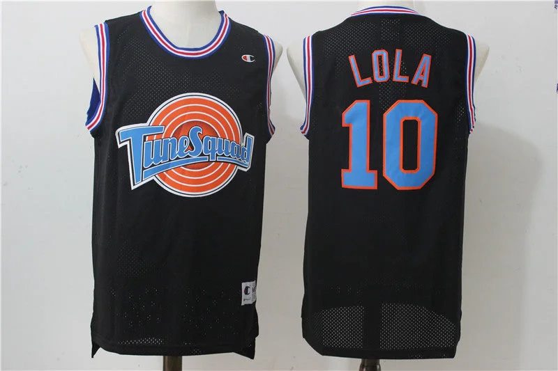 Basketball Jersey for Premium Performance Fit-Tune Squad 10 Lola Bunny Black Stitched Movie Basketball Jersey