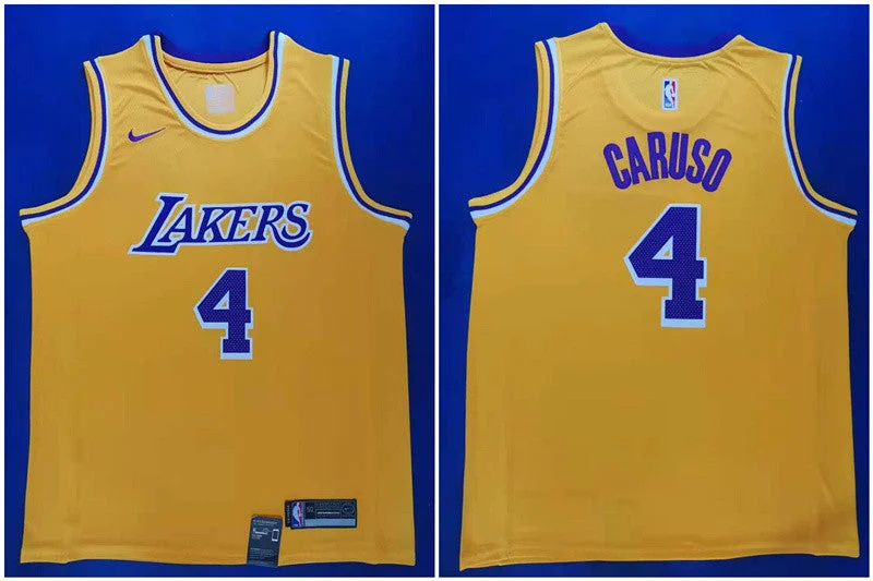 Basketball Jersey for Personalized Fan Support Gear-Lakers 4 Alex Caruso Yellow City Edition Swingman Basketball Jersey