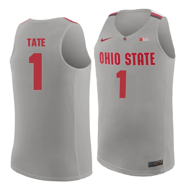 Basketball Jersey for Game Night Wear-Ohio State Buckeyes 1 Jae'Sean Tate Gray College Basketball Basketball Jersey