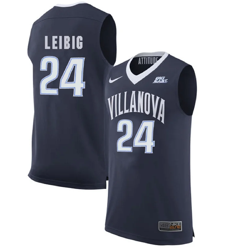 Basketball Jersey for Personalized Fan Gear-Villanova Wildcats 24 Tom Leibig Navy College Basketball Elite Basketball Jersey