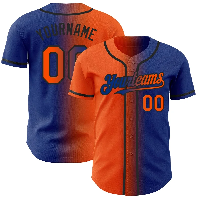 Baseball Jersey for Game Day Fan Gear-Custom Royal Orange-Black Authentic Gradient Fashion Baseball Jersey