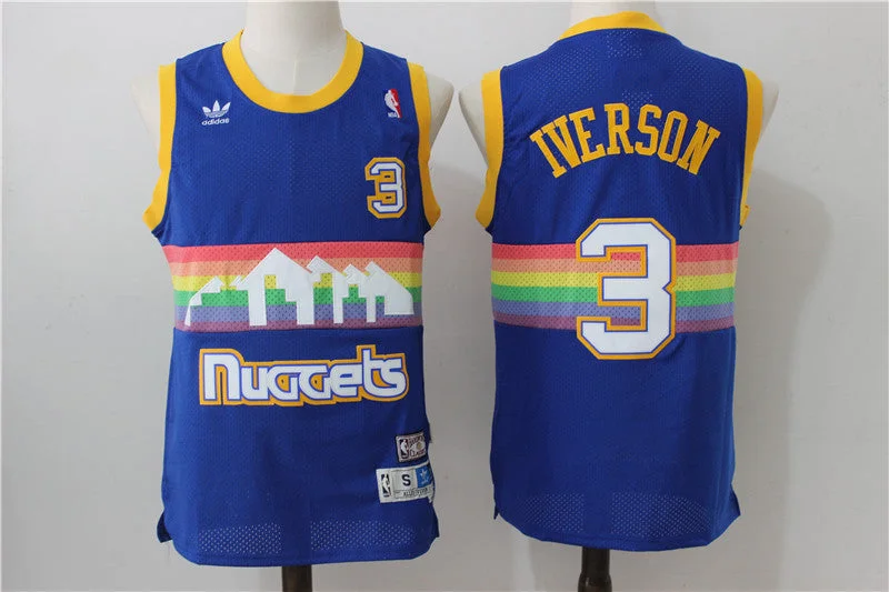 Basketball Jersey for High-School and College Players-Nuggets 3 Allen Iverson Hardwood Classics Swingman Basketball Jersey