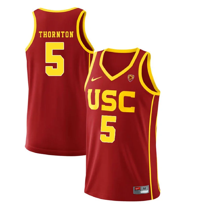 Basketball Jersey for Comfortable and Functional Design-USC Trojans 5 Derryck Thornton Red College Basketball Basketball Jersey