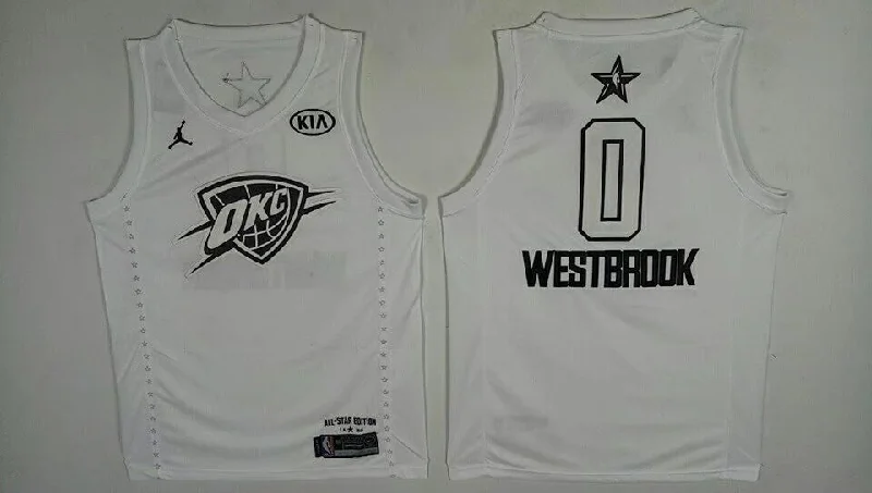 Basketball Jersey for Game Ready Uniforms-Thunder 0 Russell Westbrook White 2018 All-Star Game Jordan Brand Authentic Basketball Jersey