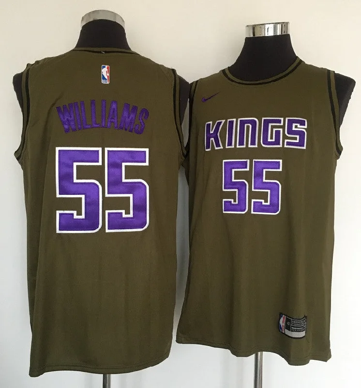 Basketball Jersey for Game Performance Apparel-Kings 55 Jason Williams Olive Swingman Basketball Jersey