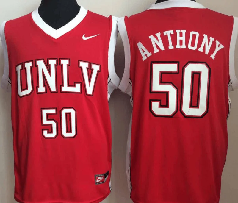 Basketball Jersey for Vintage Basketball Apparel-Unlv Rebels 50 Greg Anthony Red College Basketball Basketball Jersey