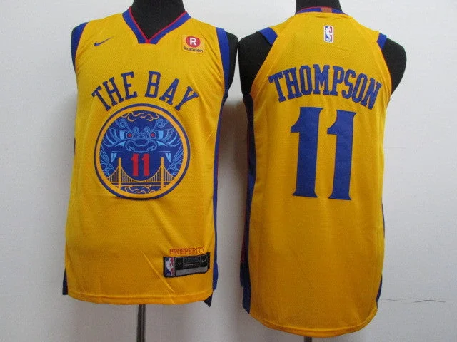 Basketball Jersey for Personalized Youth Jerseys-Warriors 11 Klay Thompson Gold City Edition Authentic Basketball Jersey