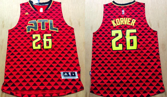 Basketball Jersey for High-Performance Game Gear-Hawks 26 Kyle Korver Red Swingman Basketball Jersey